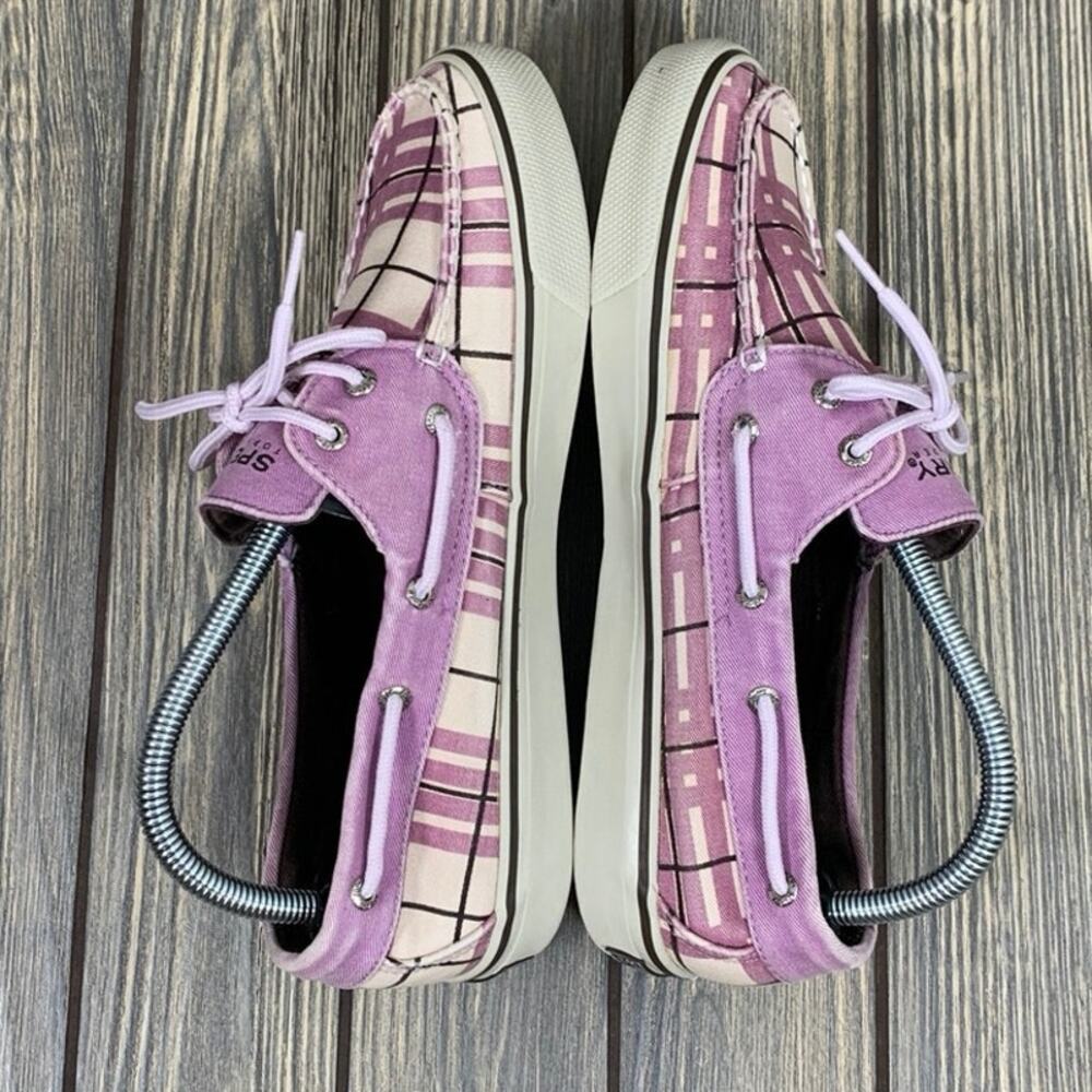 Sperry Top-Sider D10-CH171 Boat Shoes Purple Plaid Fabric Canvas Lace Up‎ Wm 9 - Picture 7 of 13